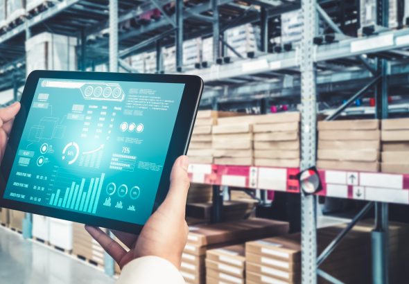 Warehouse management innovative software in computer for real time monitoring