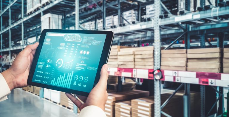 Warehouse management innovative software in computer for real time monitoring
